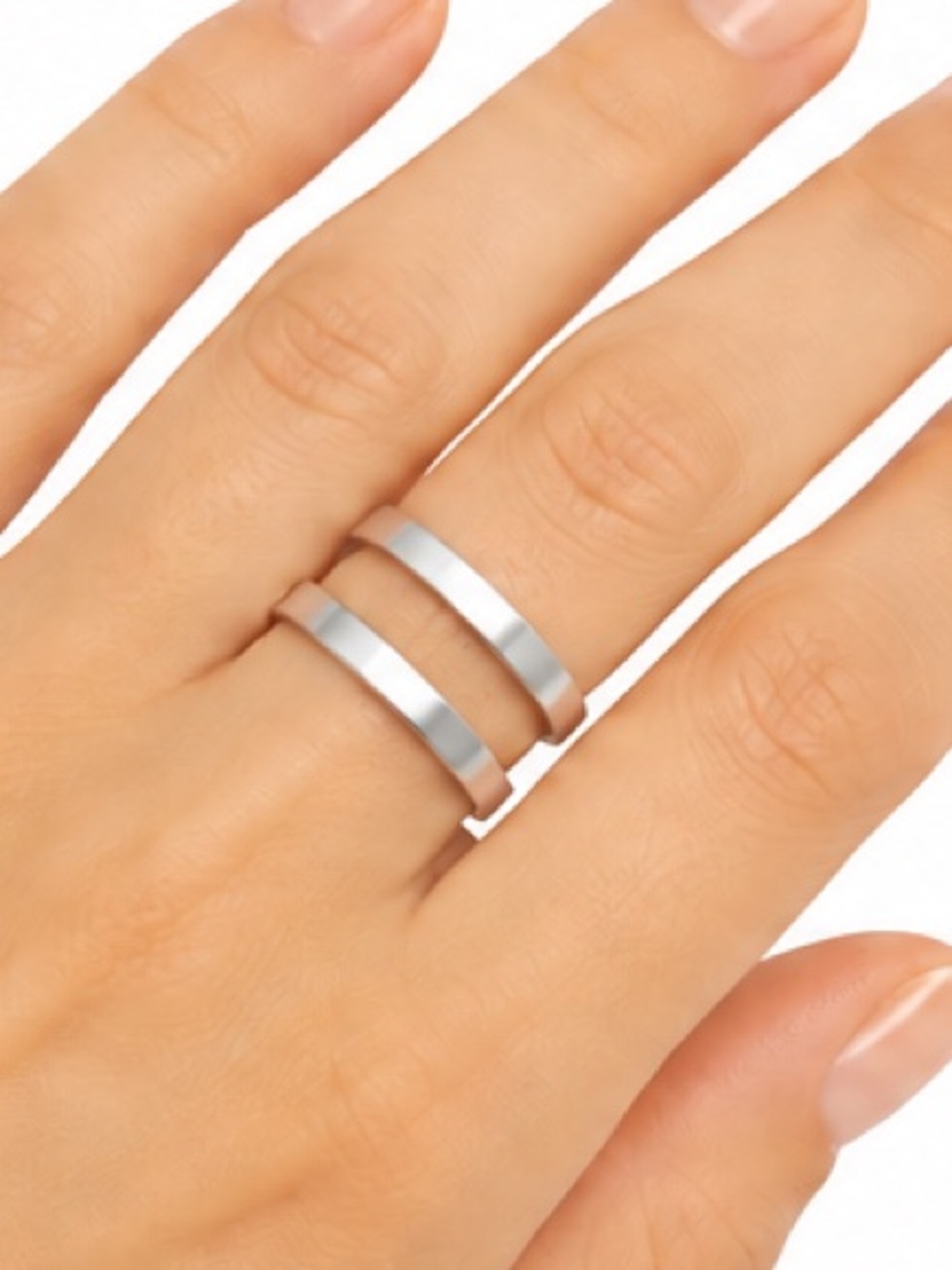 NEW - Sam Edelman Silver Double Band Adjustable Open Cuff Ring Size 7